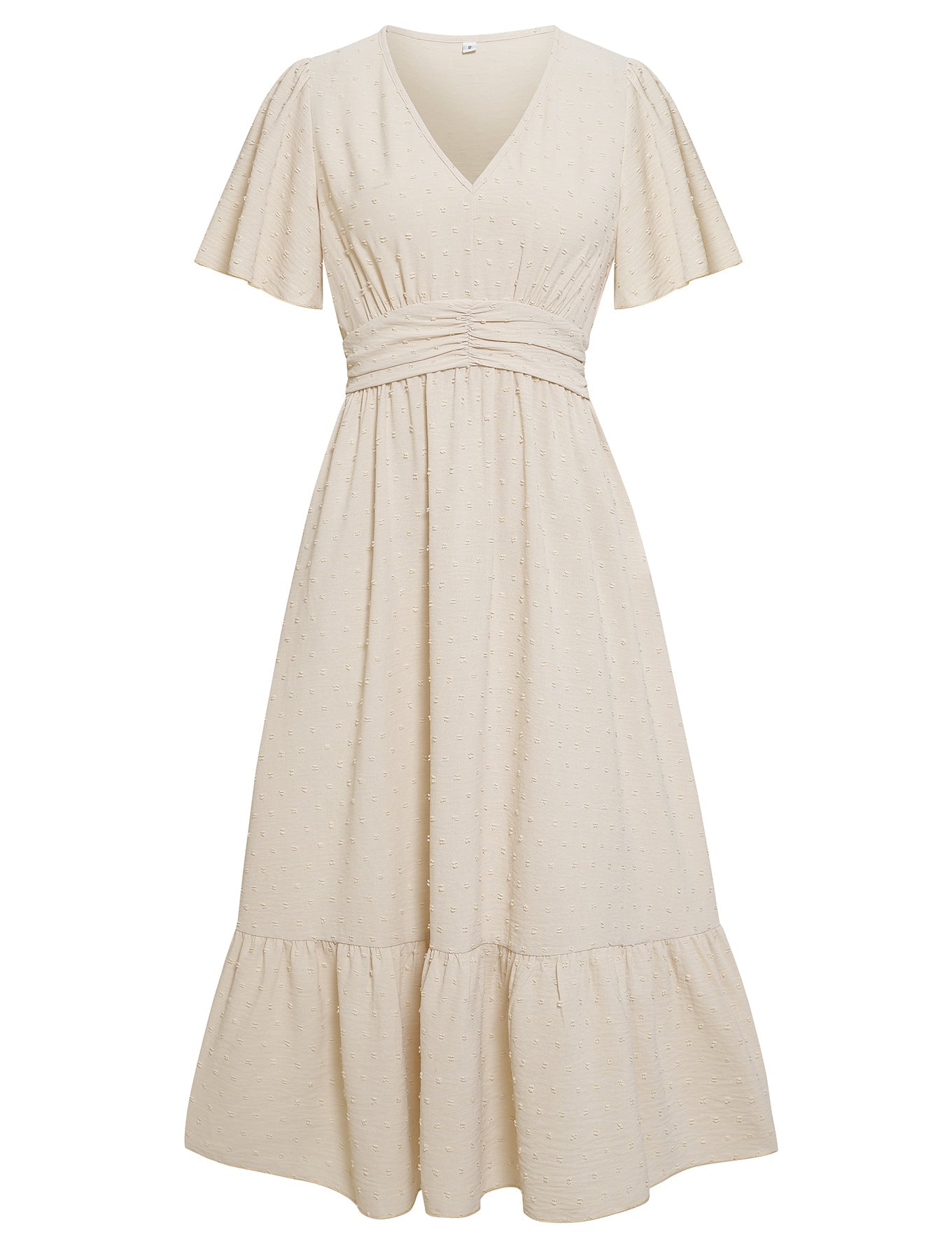 SWEETEST ONE POPPIES SHORT SLEEVE MAXI DRESS - BEIGE