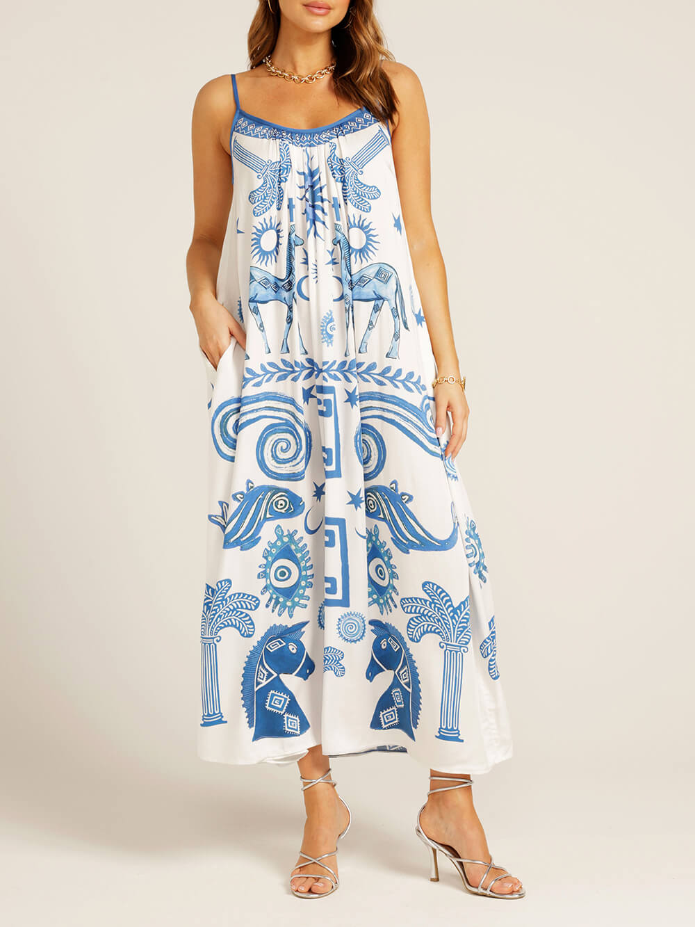 Embrace Summer Baroque Ethnic Print Maxi Dress