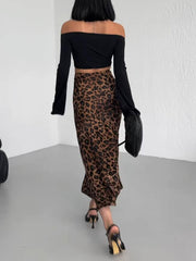 Elegant Unique Leopard Print Hip Skirt