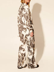 Exquisite Floral Print Elastic Loose Pocket Wide Leg Pants