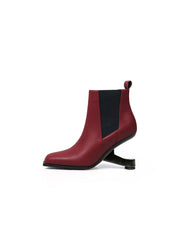 JadyRose | HARPER Elevator Heel Burgundy Leather Chelsea Boot