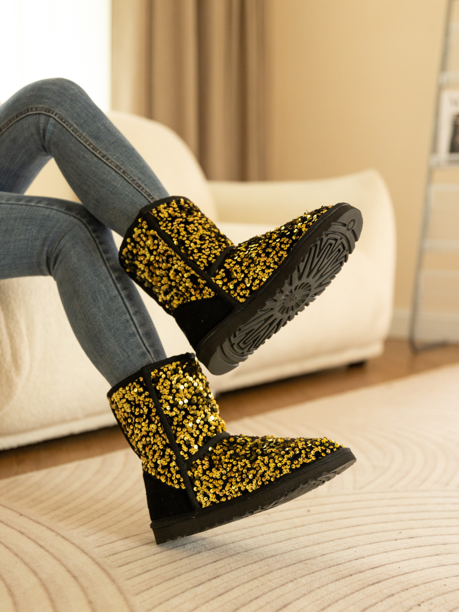 Smaibulun Ugg | Dallas Glam Sequin Shearling Boots - Gold