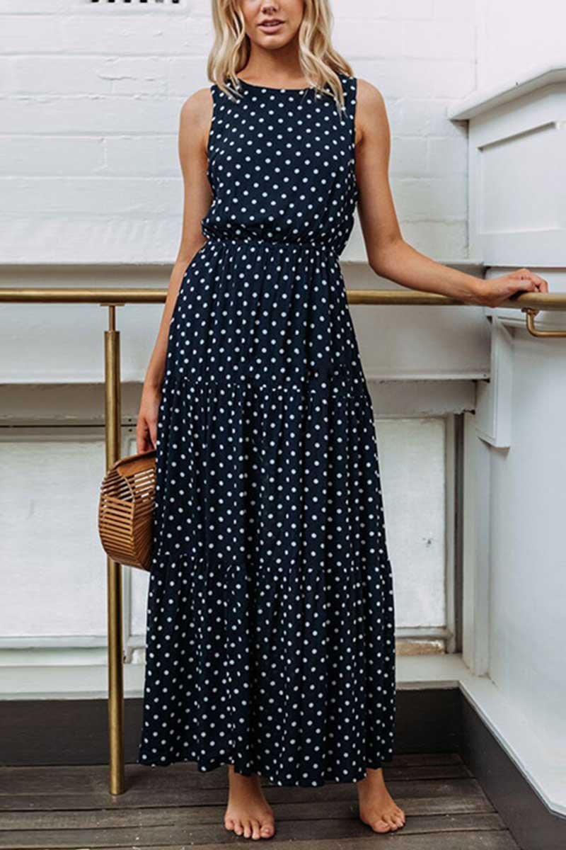 Chicindress Polka Dot Waist Maxi Dress(2 Colors)