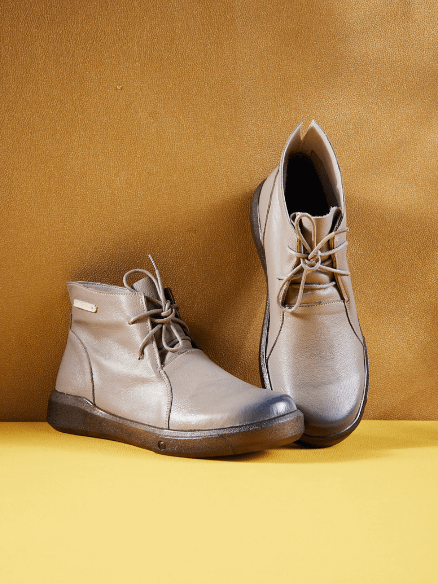 Rumour Has It | Brycen Low Ankle Leather Boots - Grey