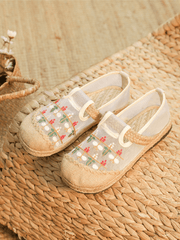 CACTUS ROSE | EMBROIDERED DAISY MESH UPPER LINEN ESPADRILLE