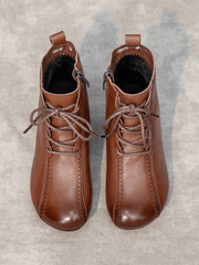 RUMOUR HAS IT | LACE-UP LEATHER ANKLE BOOTS - BROWN