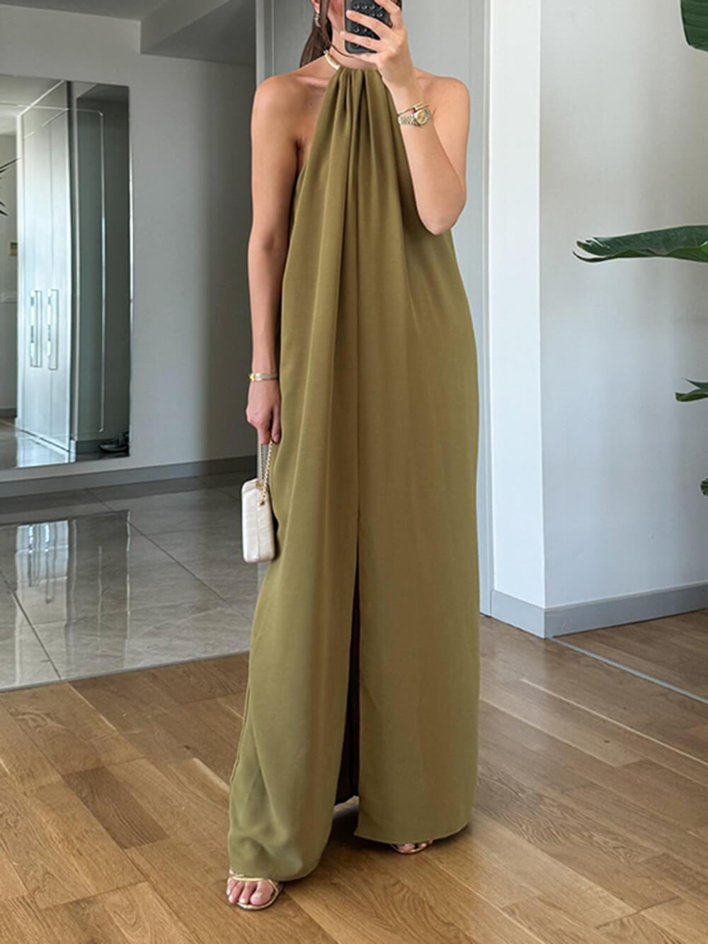 Classic Halter Neckline Maxi Dress