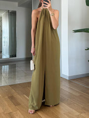 Classic Halter Neckline Maxi Dress