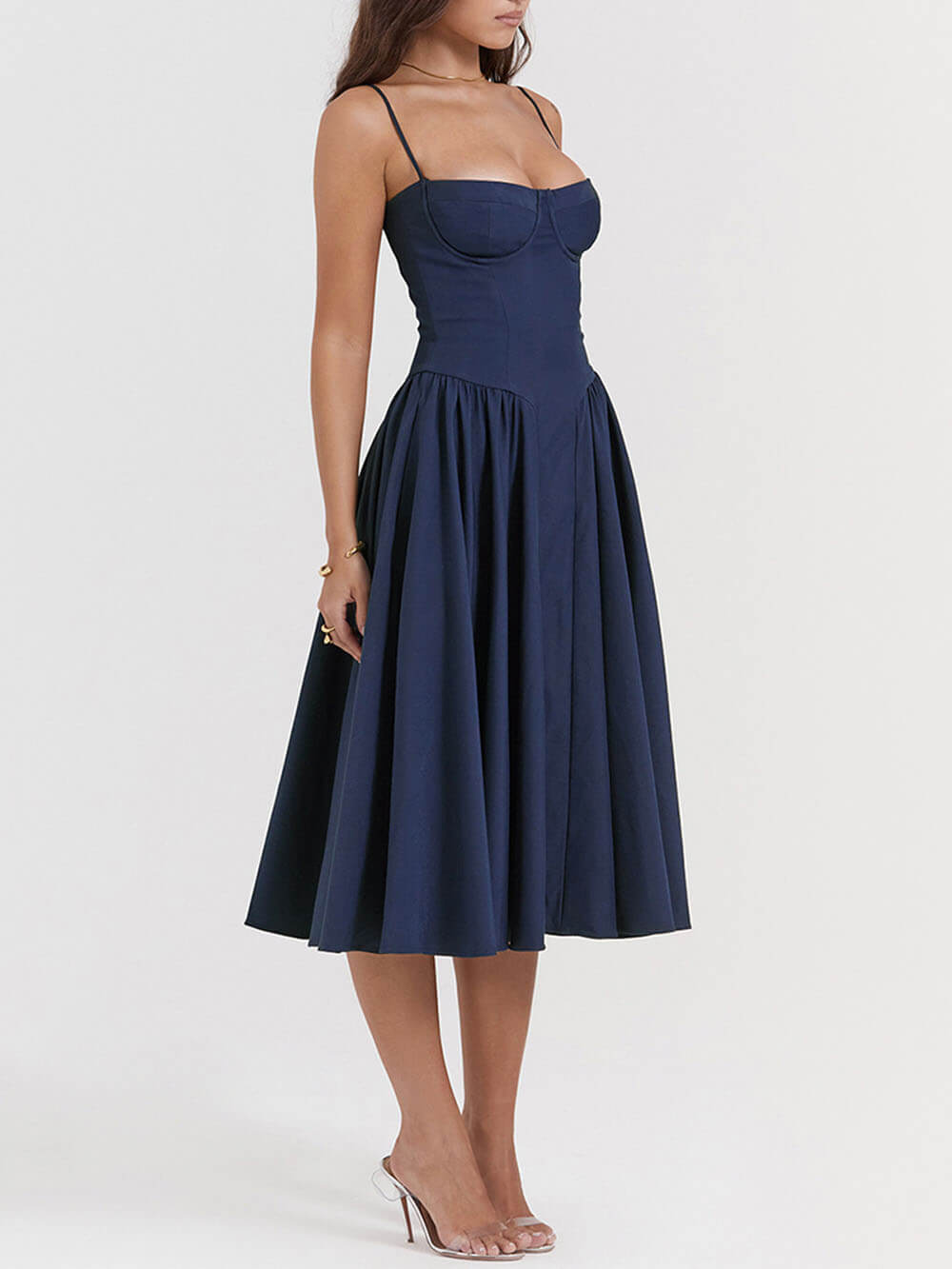 Midnight-Elegance  Strapless Midi Dress