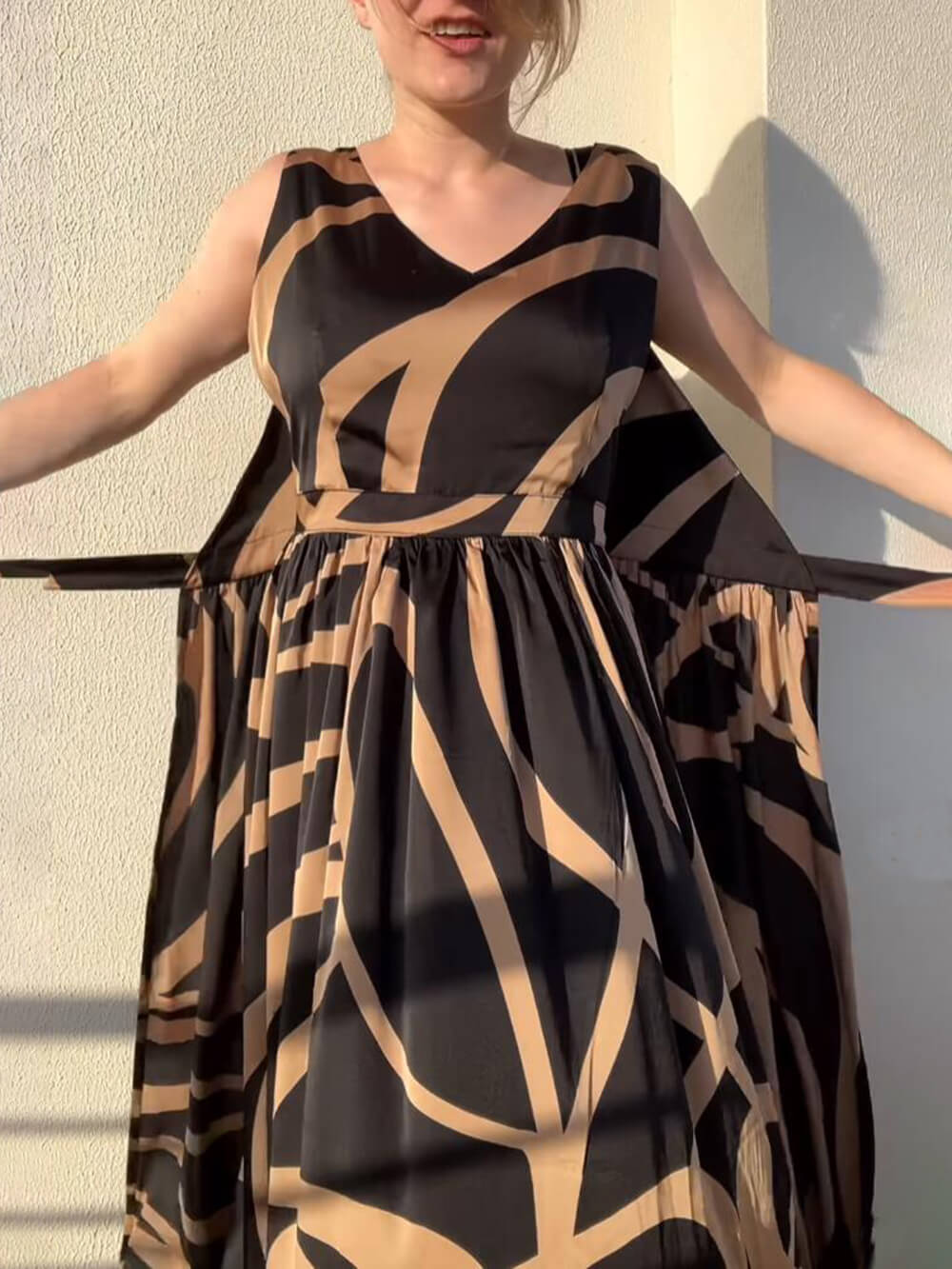 Unique Panel Tie Print Dress