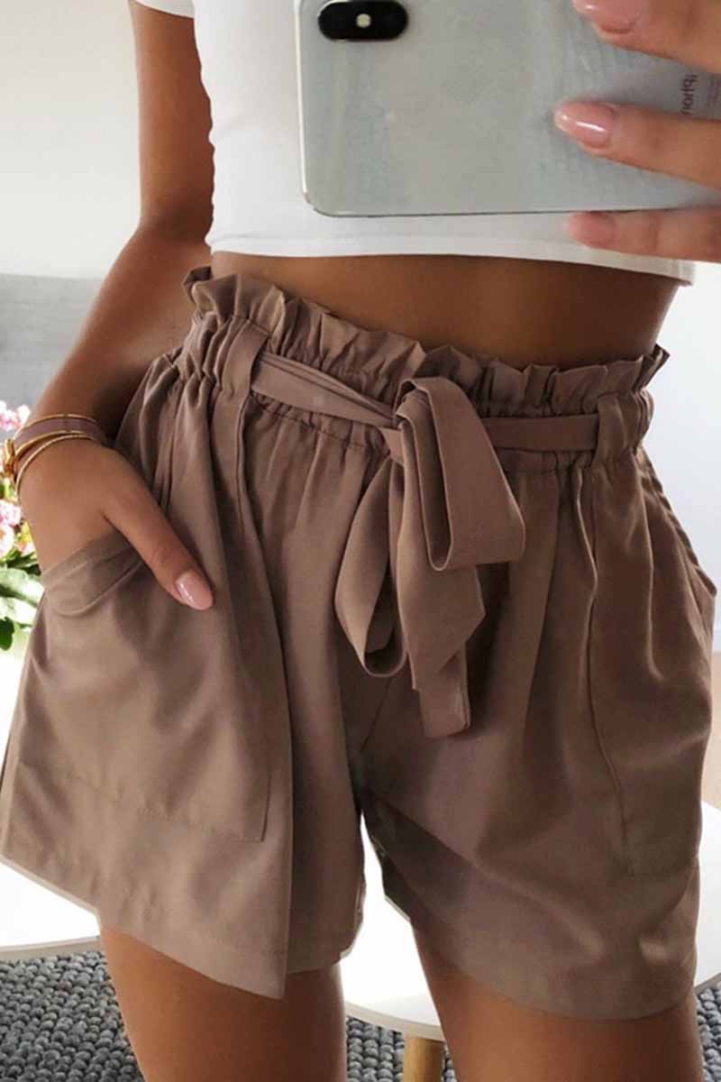 Chicindress Casual Elastic Wide Leg Strap High Waist Shorts