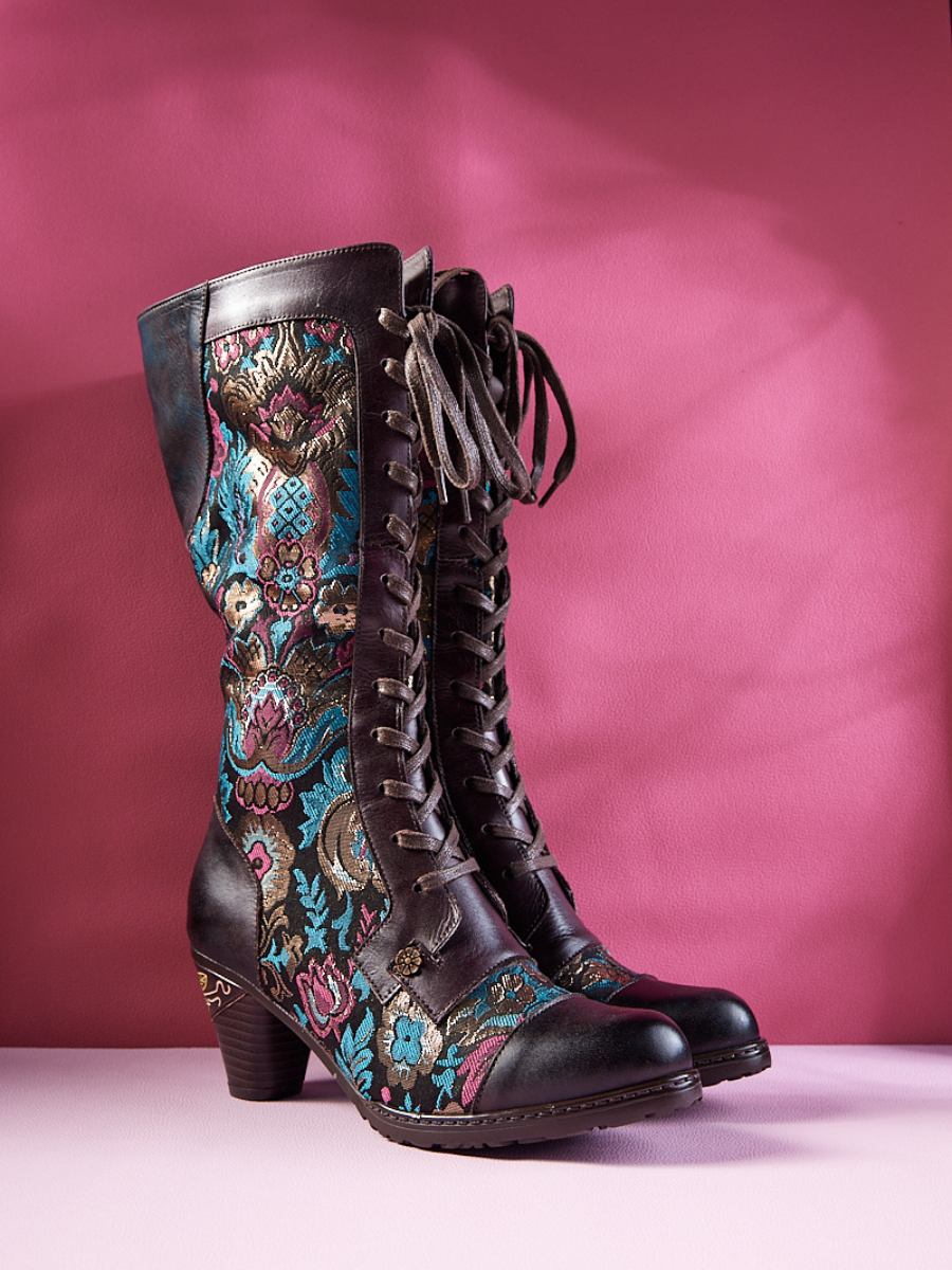 Soffia | Aubrey Surplice Tie-Accent Leather Knee High Boots