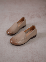 RUMOUR HAS IT| STITCHING HEADER LEATHER LOAFER - TAN