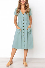 Chicindress V-neck Pocket Dress(4 Colors)