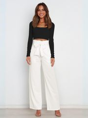 Iconic High Rise Pocketed Trouser Pants - White