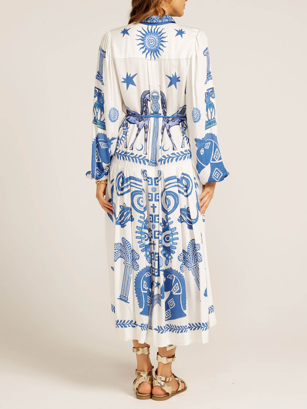 National Unique Horse Face Print Shirt Dress