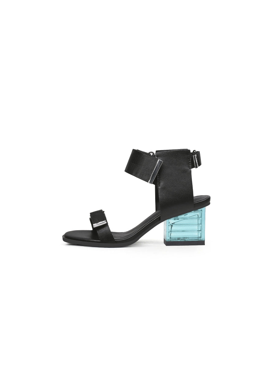 JadyRose | Black Party Heel Leather Sandal