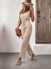 Working Girl Plisse Drawstring Waist Jumpsuit