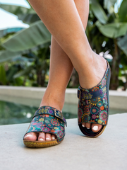 Soffia | Elsinore Boho Floral Printed Leather Sandal