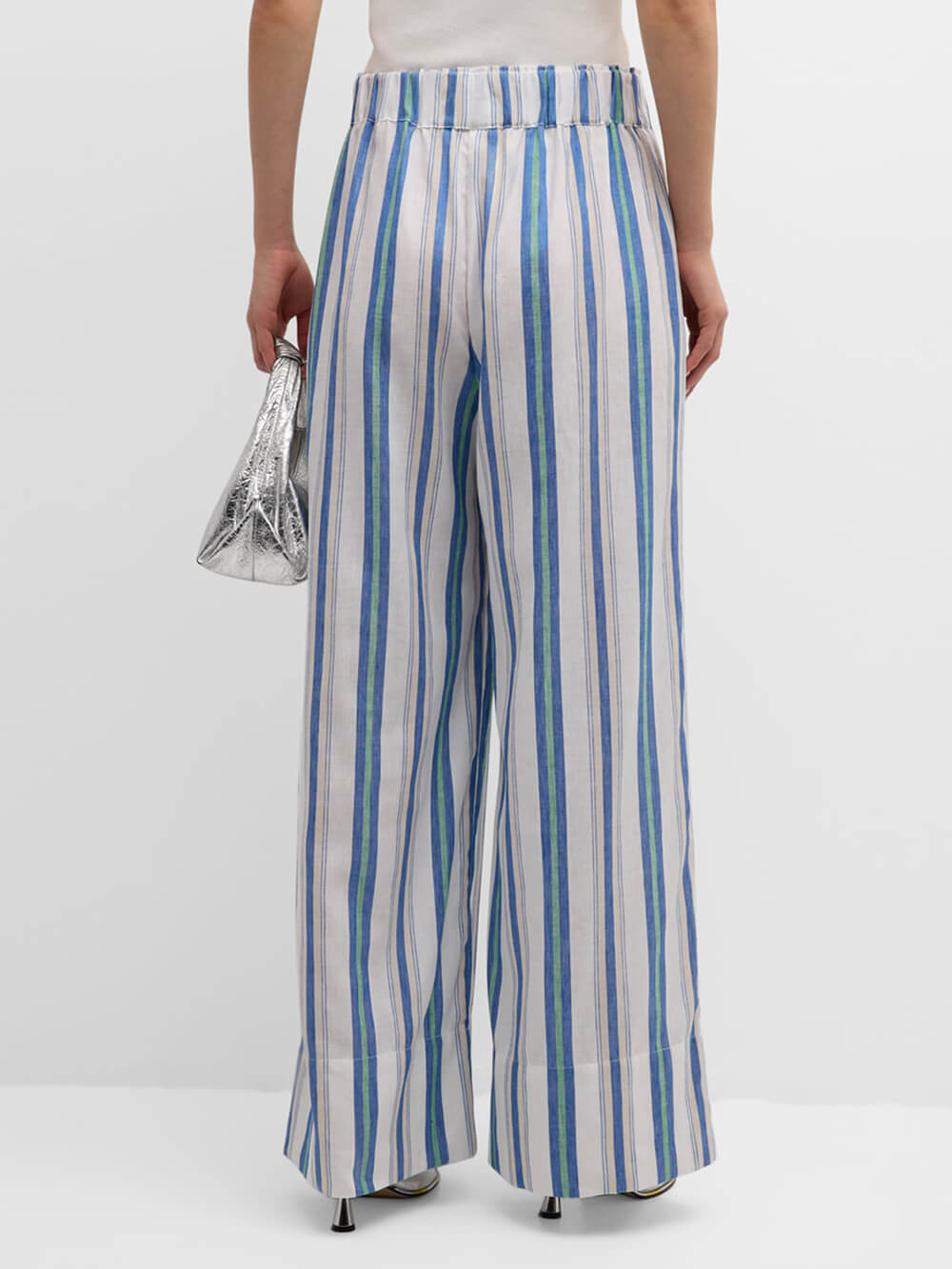 Modern Sophisticated Striped Fabric Loose Print Straight Pants