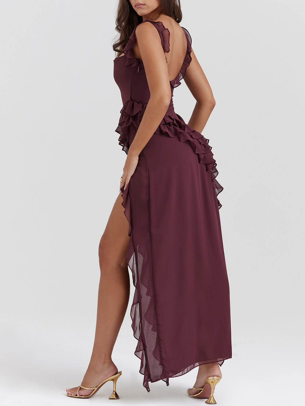 Iris - Ruffled Asymmetrical Maxi Dress