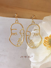 Abstract Human Face Modern Dangle Earrings