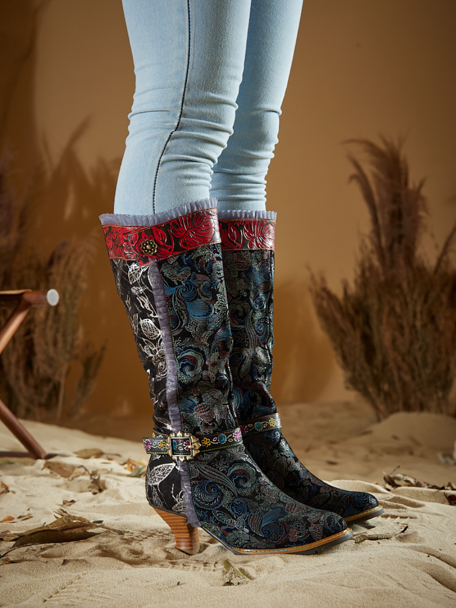 Soffia | Fairytale Wide Calf Leather Knee High Boots