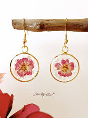 Pressed Flower Earrings -Purple Larkspur Flowers