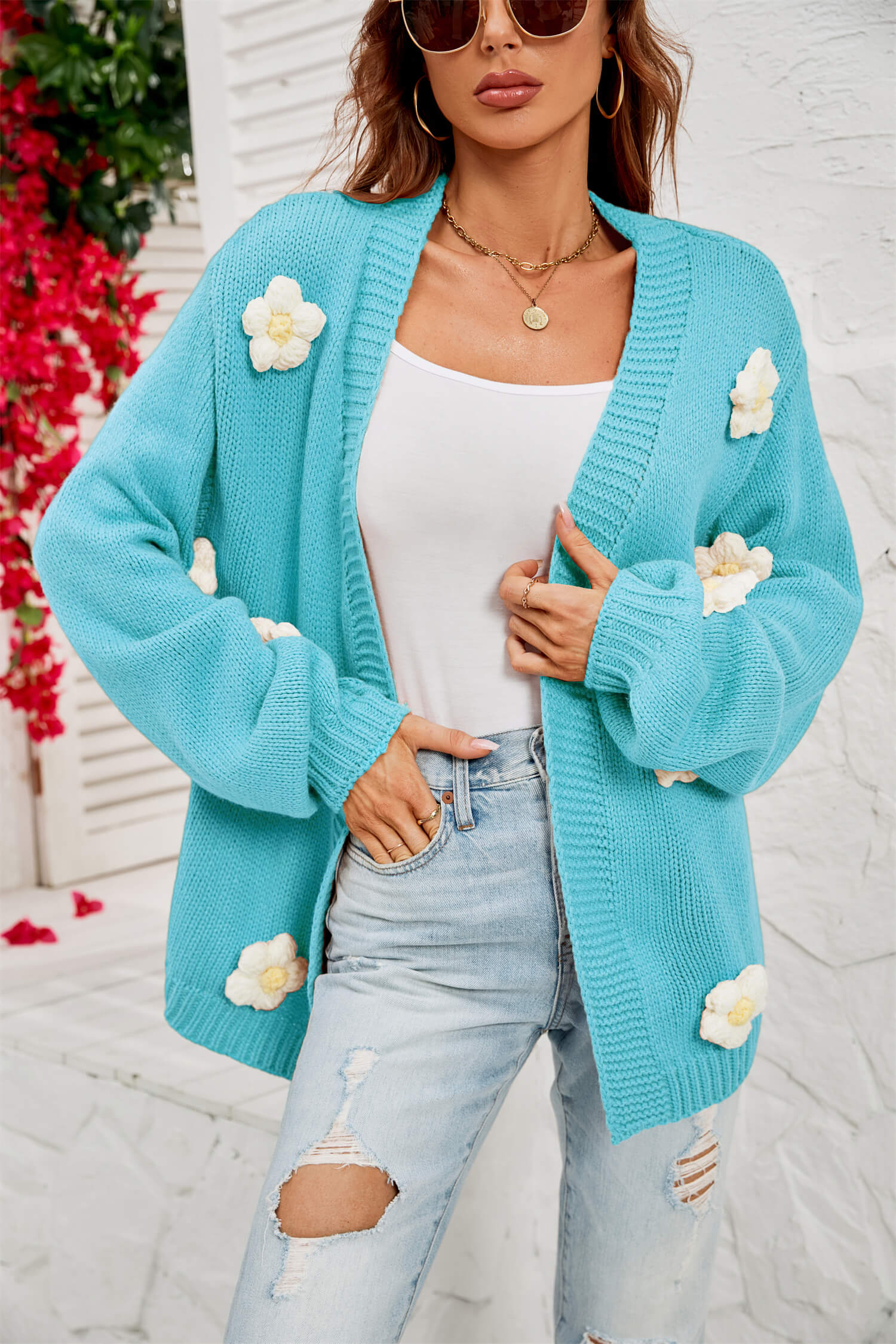 Fallen Daisy Oversized Knit Cardigan