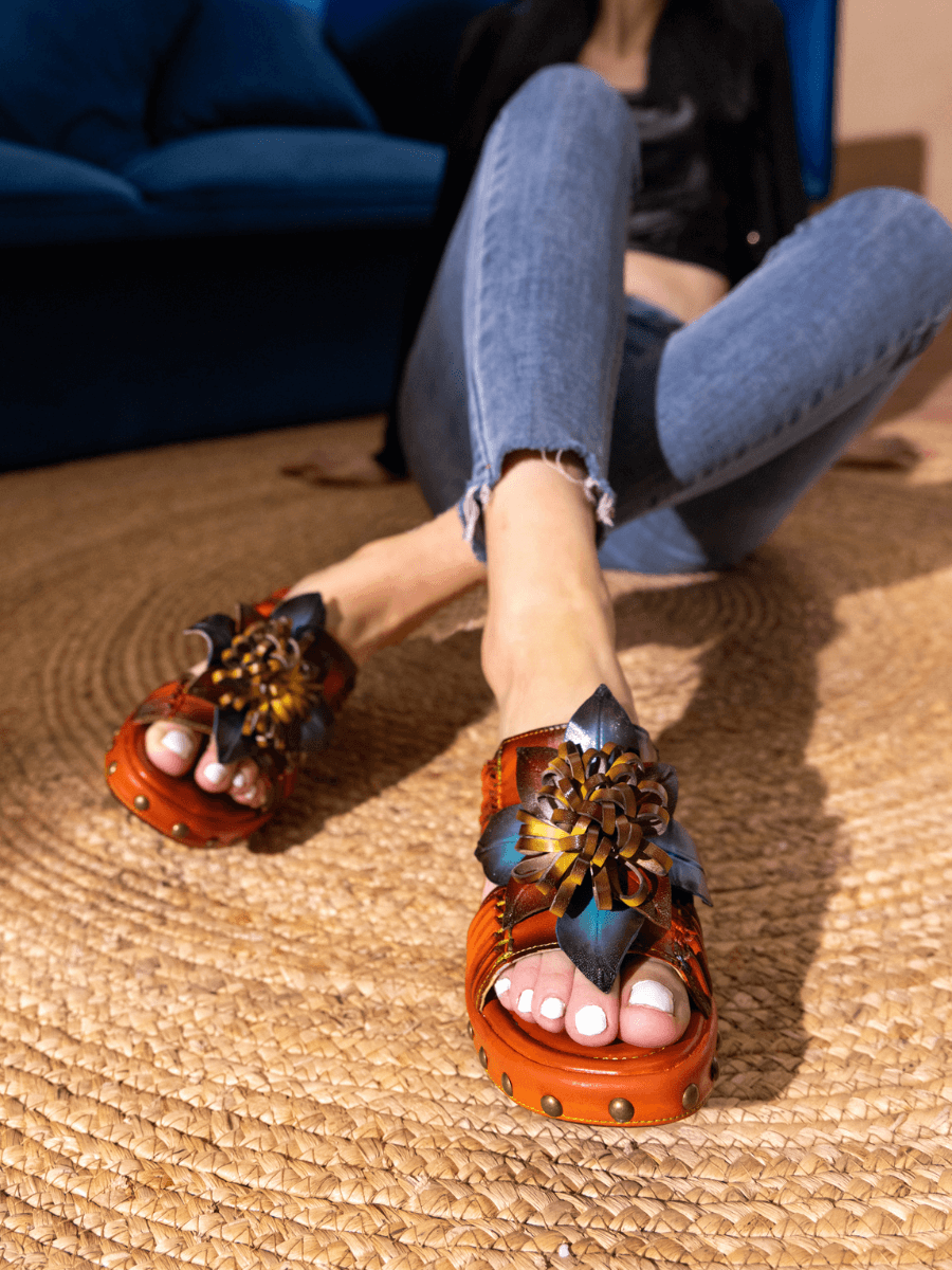 SOFFIA | WISH UPON A DREAM STUDDED FLORAL LEATHER MULE