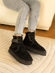 Smaibulun Ugg | Montford Wool Lined Buckle Up Platform Boots – Black