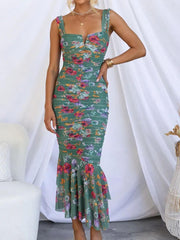 Flora-Bloom Sweetheart Maxi Dress