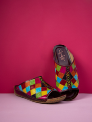 Soffia | Hotline Multi Diamond Patterned Leather Sandal