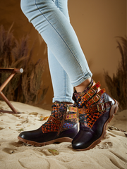 Soffia | Nichols Floral Embossed Leather Combat Boots