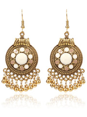 Retro Ethnic Style Disc Ball Tassel Earrings