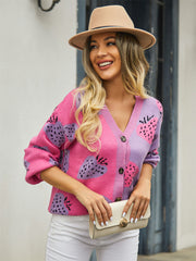 Field Of Strawberry Knit Cardigan - Purple