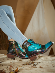 Soffia | Macie Glam Floral Leather Ankle Boots