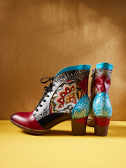 Soffia | Peacock in Bloom Leather Ankle Boots