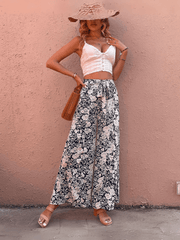 Cancun Printed Wide Leg Belted Pant