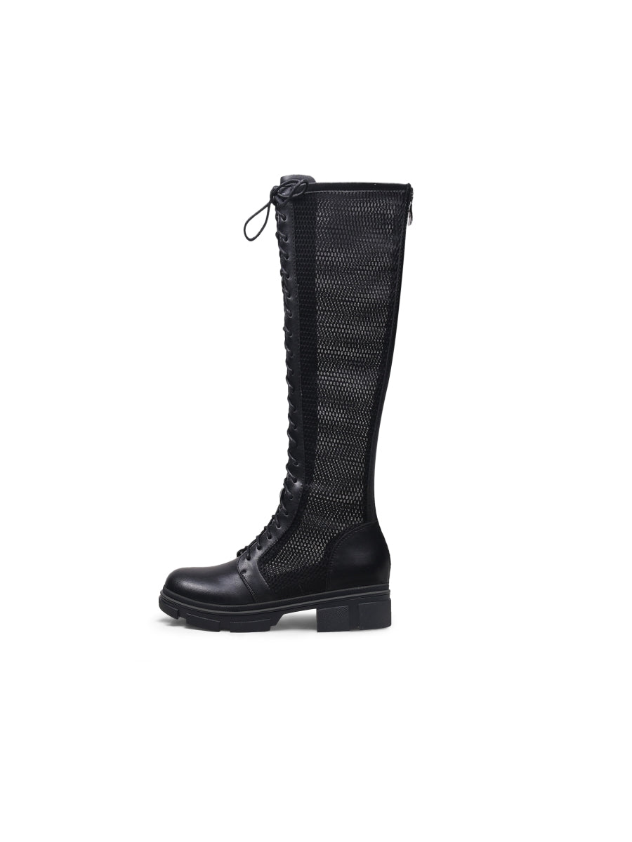 JADYROSE | LALLIE BLACK MESH KNEE HIGH BOOT