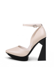 JADY ROSE | KAYLEE LEATHER ANKLE STRAP SANDAL - BEIGE