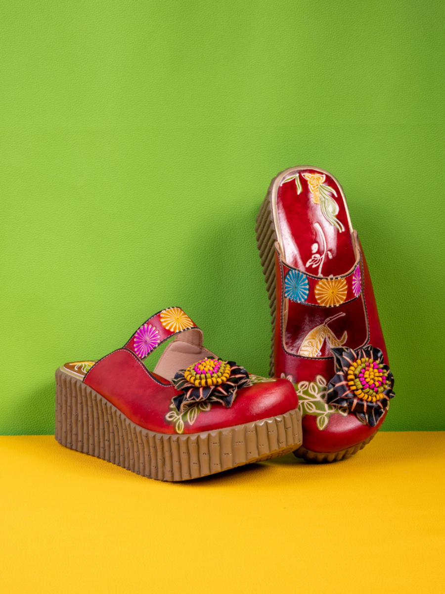 Soffia | Akia Floral Embellished Leather Platform Clog