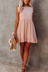 Chicindress Solid Color Ruffled Waist Mini Dress