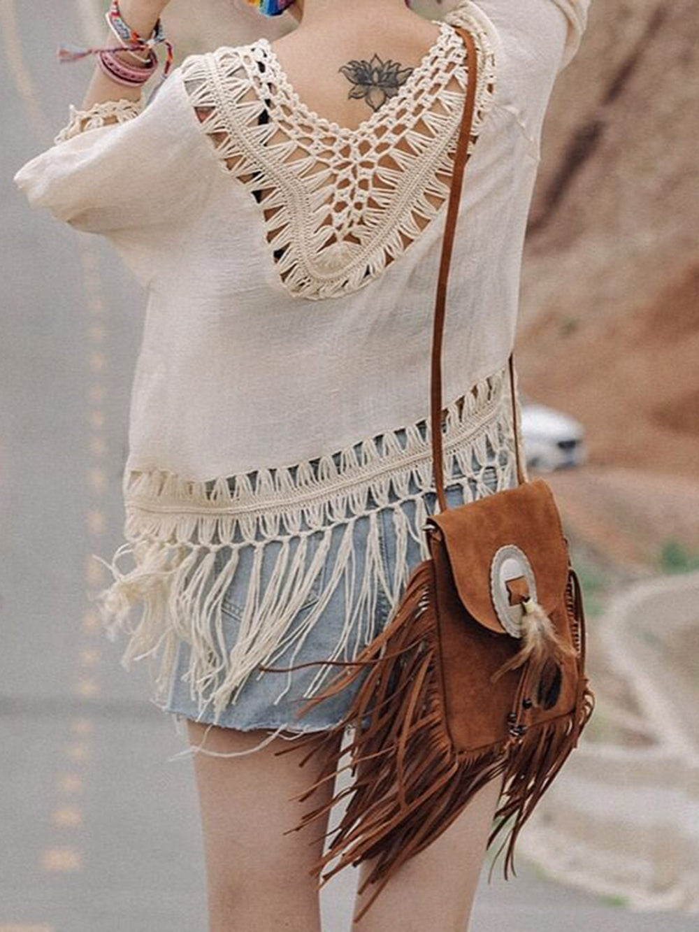 Western Crossbody Bag With Fringe