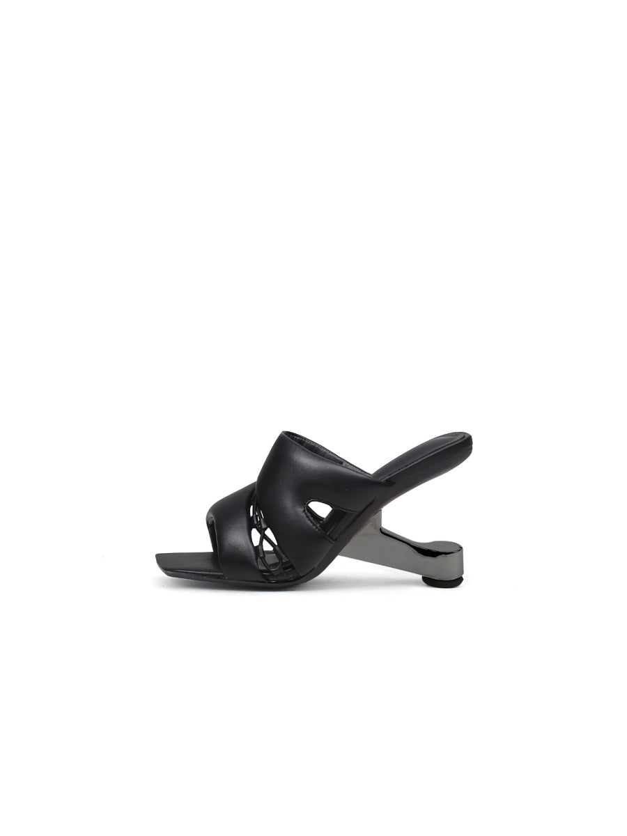 JadyRose | Black Croissant Leather Slide