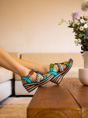 Soffia | Brickell Tropical Daisy Applique Leather Wedge