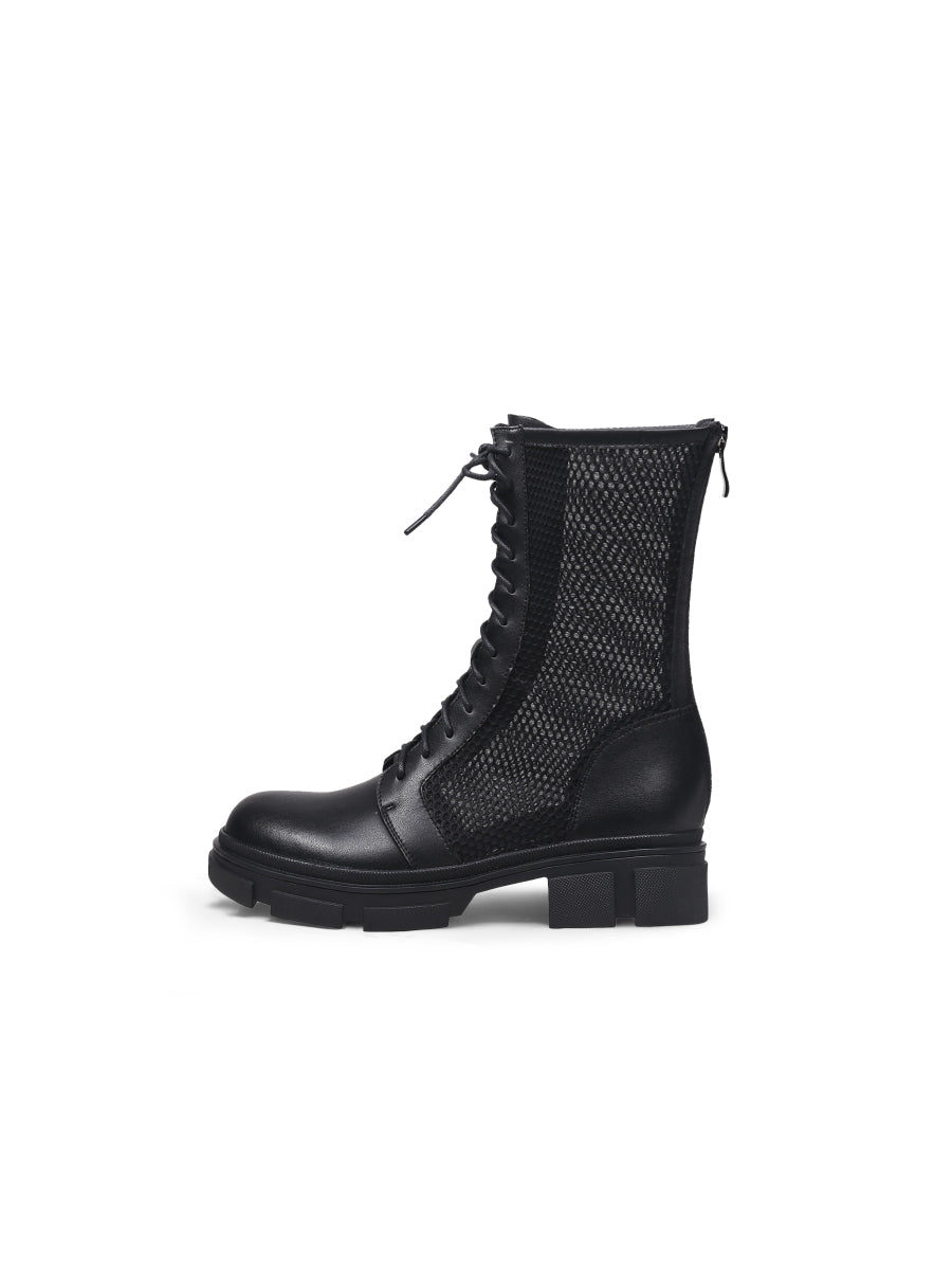 JADYROSE | LALLIE BLACK MESH COMBAT BOOT