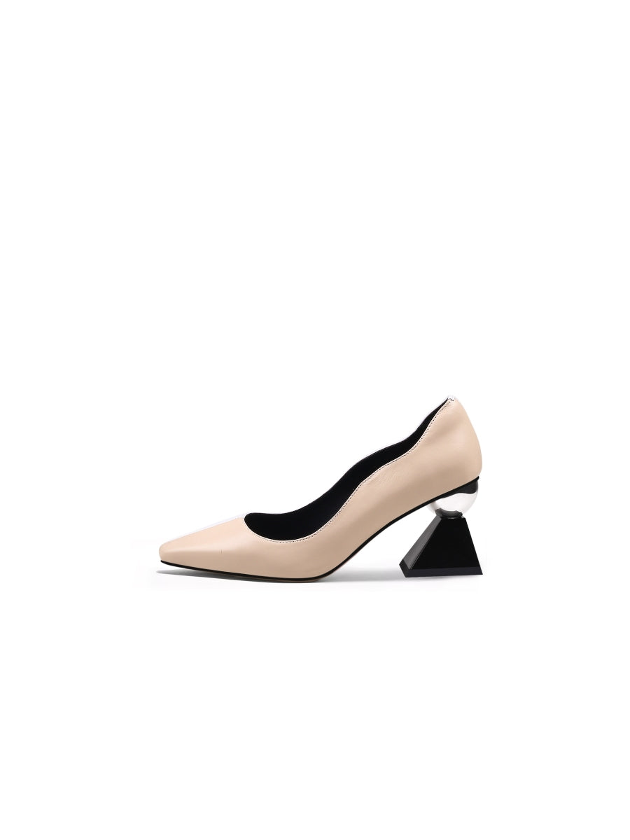 JadyRose | EAMON Contrast Color Scalloped-Edge Leather Pump