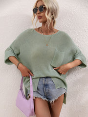 DEMETRA RIBBED KNIT SWEATER - SAGE