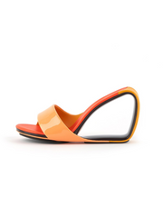 Jady Rose | Set It Straight Leather Wedge Slide - Orange